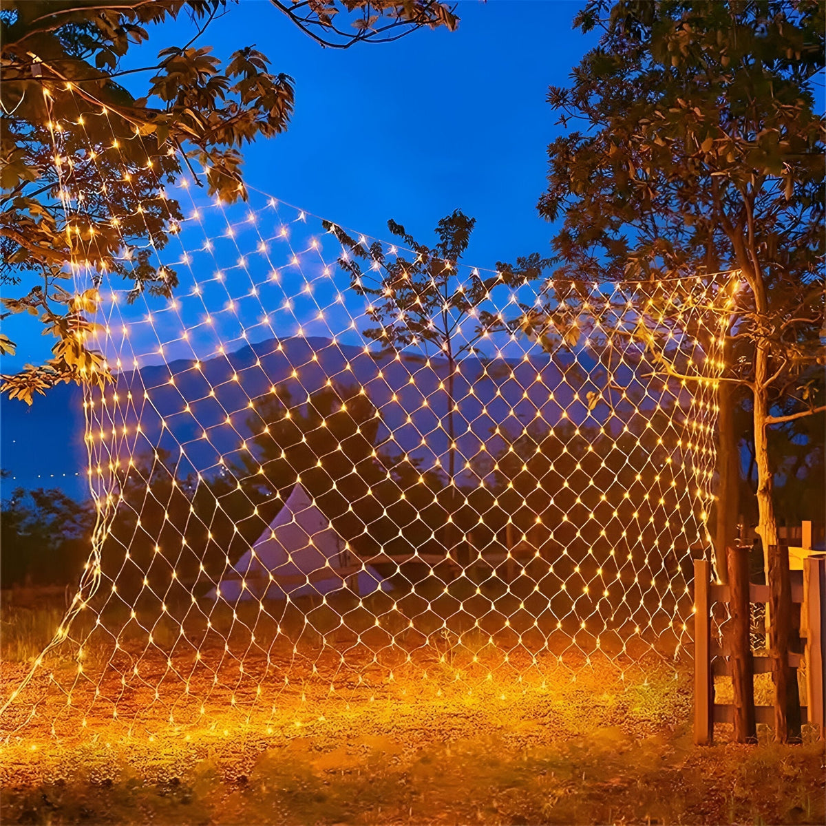 Lichtnet Buitenverlichting – 10 m LED Netlamp met Warm Wit Licht
