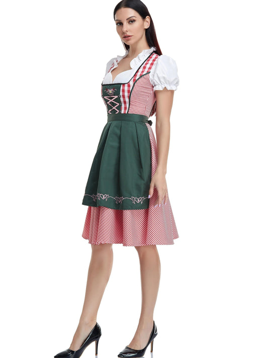 BeierseFeest Dames Dirndl – Klassieke Oktoberfest Jurk met Veters