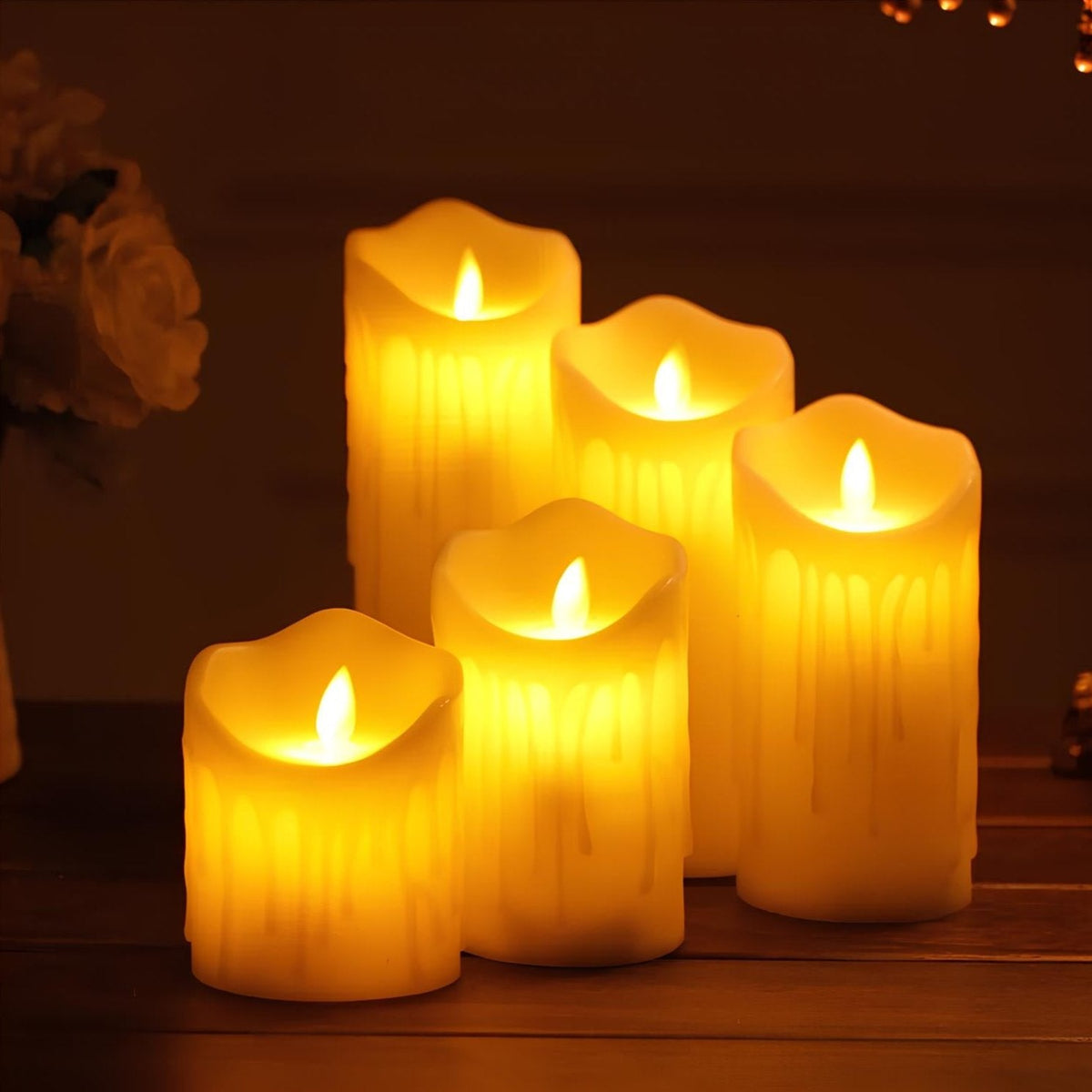 LED Pilaarkaarsen Flikkerend Effect