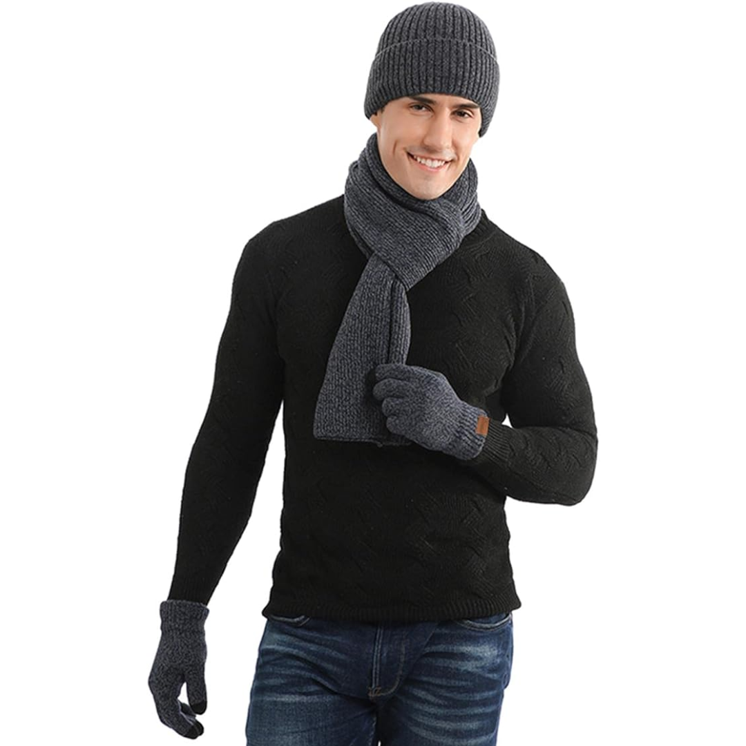 Winterset Heren met Muts, Sjaal en Touchscreen Handschoenen