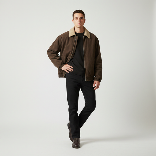 Heren Vintage Jas – Oversized Colorblock Winterjas met Retro Look