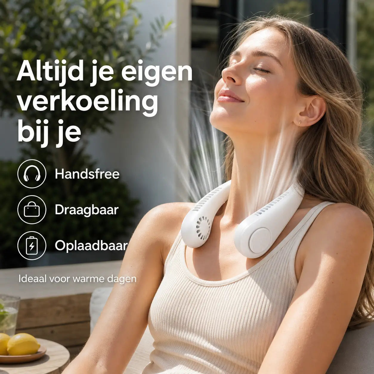 NekBries Draagbare Nekventilator Oplaadbaar USB 3 Snelheden Lichtgewicht