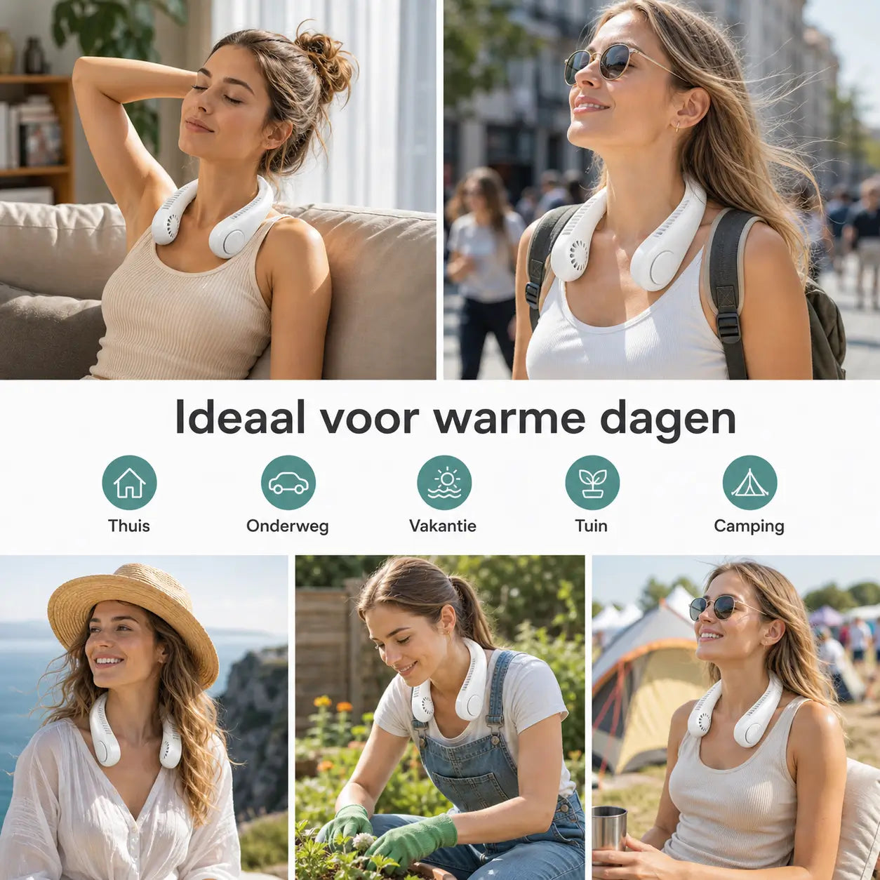 NekBries Draagbare Nekventilator Oplaadbaar USB 3 Snelheden Lichtgewicht