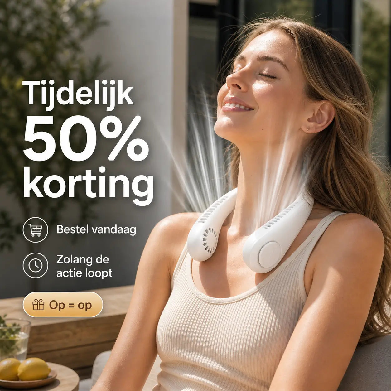 NekBries Draagbare Nekventilator Oplaadbaar USB 3 Snelheden Lichtgewicht