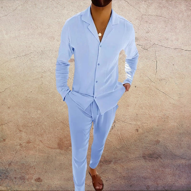 Noorderlicht Vintage Heren Set – Luxe 2-delige Zomeroutfit met Comfort