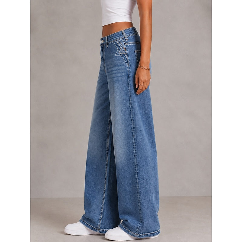 Vida Dames Jeans – Hoge Taille met Relaxed Wide-Leg Pasvorm