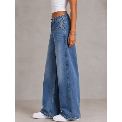 Vida Dames Jeans – Hoge Taille met Relaxed Wide-Leg Pasvorm