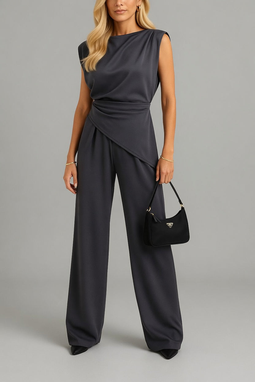 Elvaré dames tweedelige set met wijde broek elegante outfit