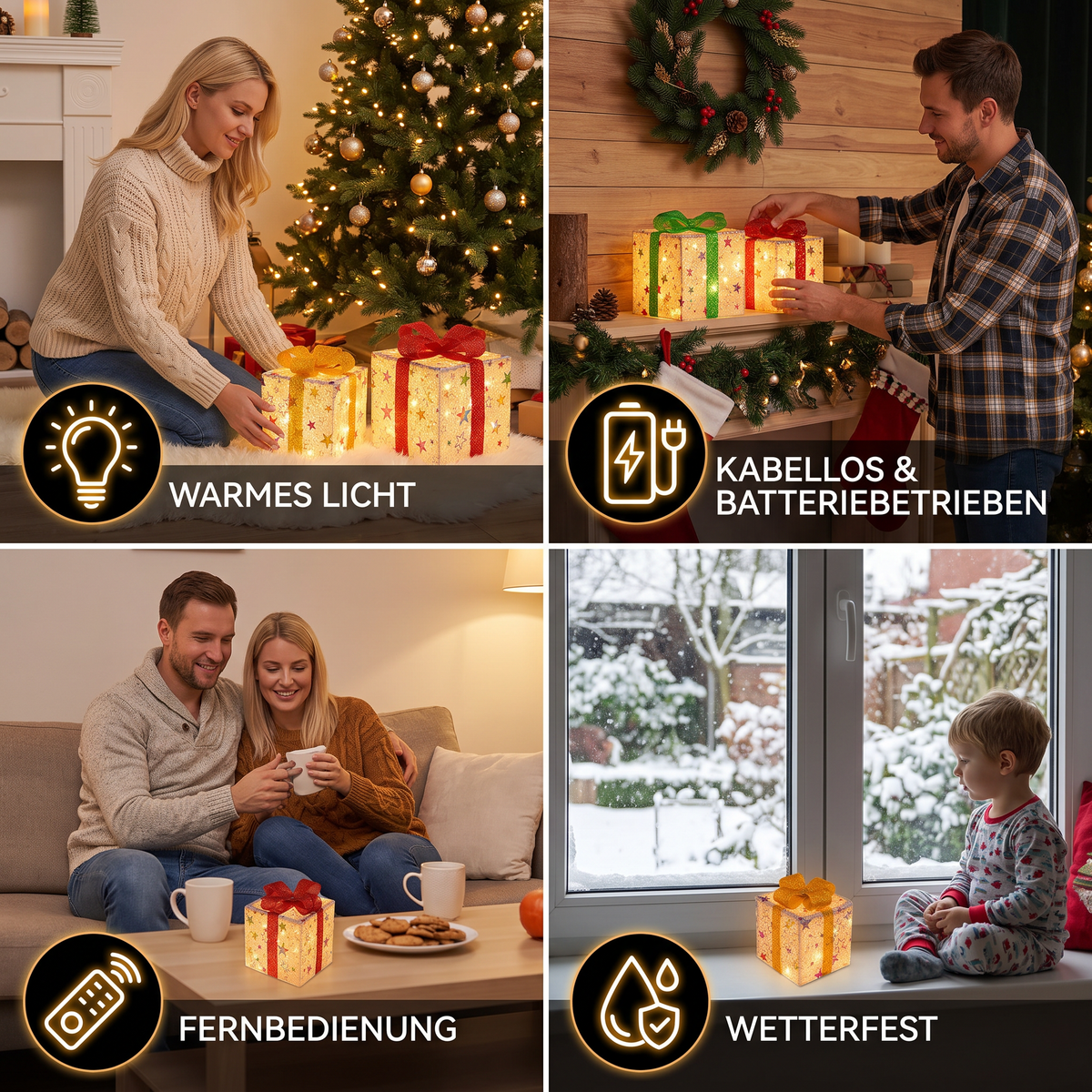 Verlichte Kerstcadeaudozen met Ledverlichting voor Feestelijke Decoratie