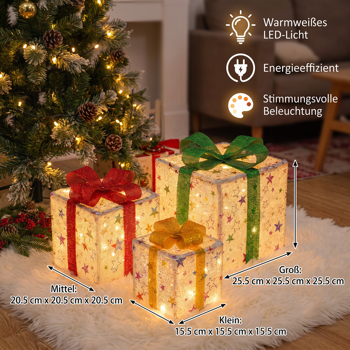 Verlichte Kerstcadeaudozen met Ledverlichting voor Feestelijke Decoratie