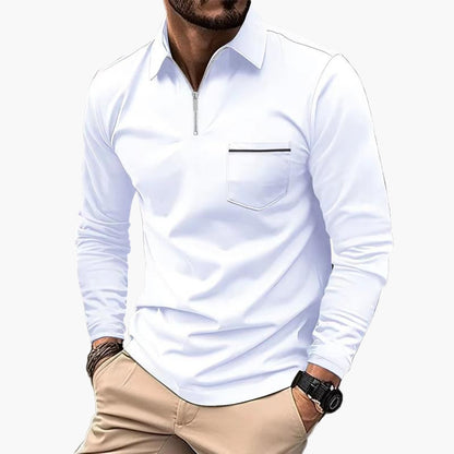 Heren Poloshirt met Lange Mouwen en Borstzak – Klassiek en Elegant voor Vrije Tijd en Werk