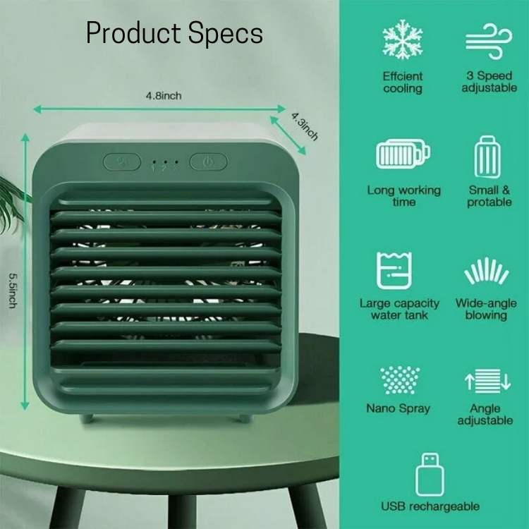 KoelMist Mini Aircooler met Waterverdamping en LED Nachtlamp
