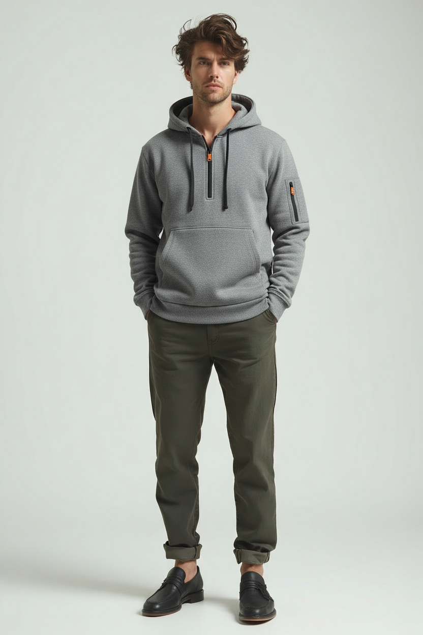 Norven Heren Hoodie met Halve Rits – Urban en Comfortabel