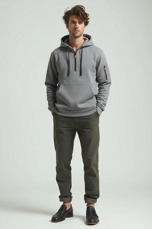 Norven Heren Hoodie met Halve Rits – Urban en Comfortabel