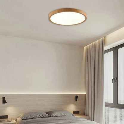 LumaRond LED Plafondlamp met 3 Lichtstanden in Walnootlook