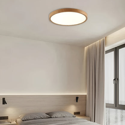 GrainGlow Light - Moderne Ultra-Dunne Houten Plafondlamp