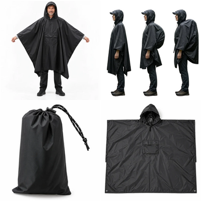 Regenrust – Ruime regenponcho met rugzakbescherming en opbergtas
