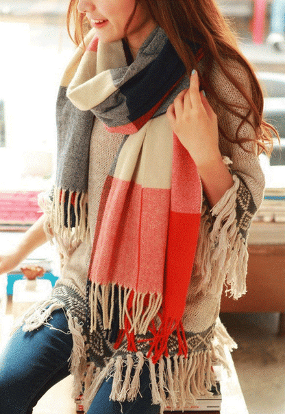 WinterZacht Geruite Dames Sjaal – Warme Sjaal 180 x 50 cm