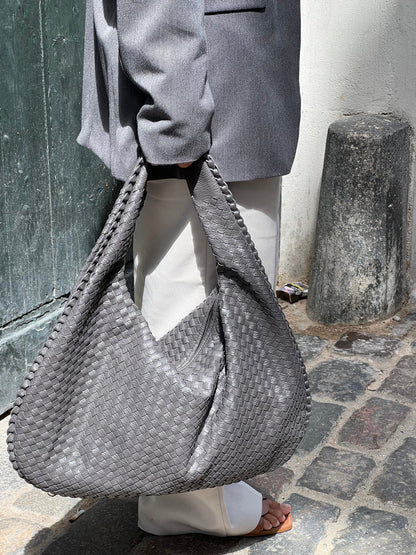 VlechtLuxe Gevlochten Handtas Dames Ruim Vegan Leer Schoudertas