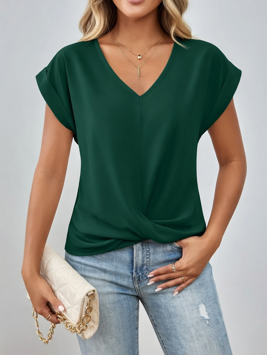 Zomerluxe V-Hals Blouse Dames Luchtig Elegant Comfort