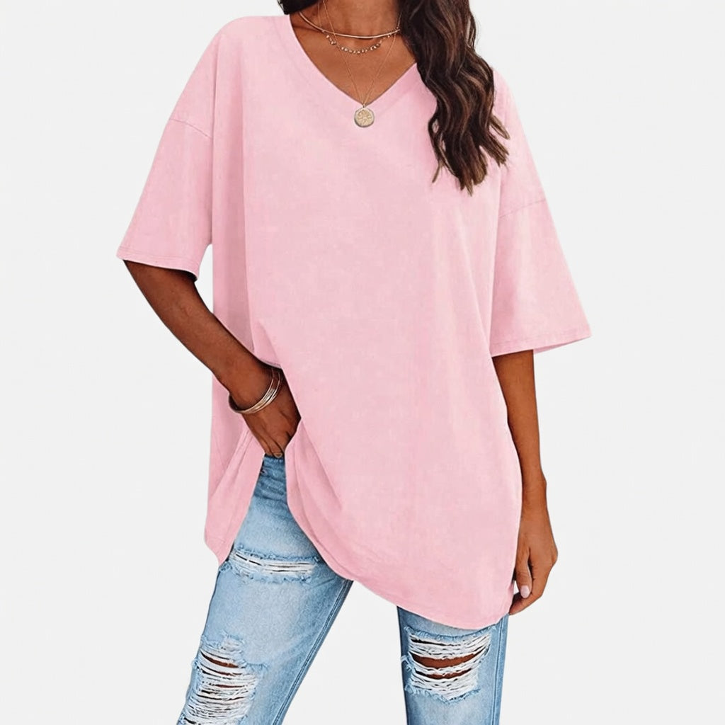 Evelien Top – Comfortabele Katoenen Dames Top met V-hals