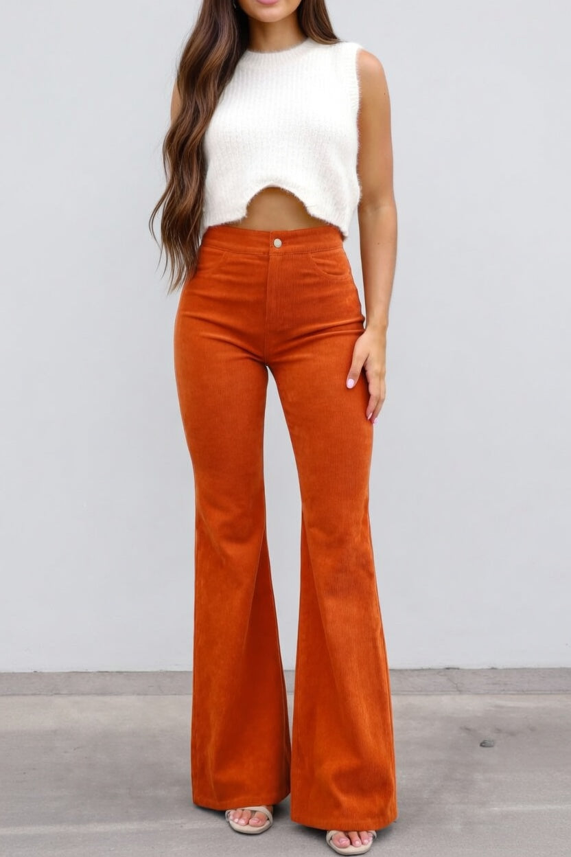 Novalyn Dames Flared Broek met Hoge Taille en Trekband