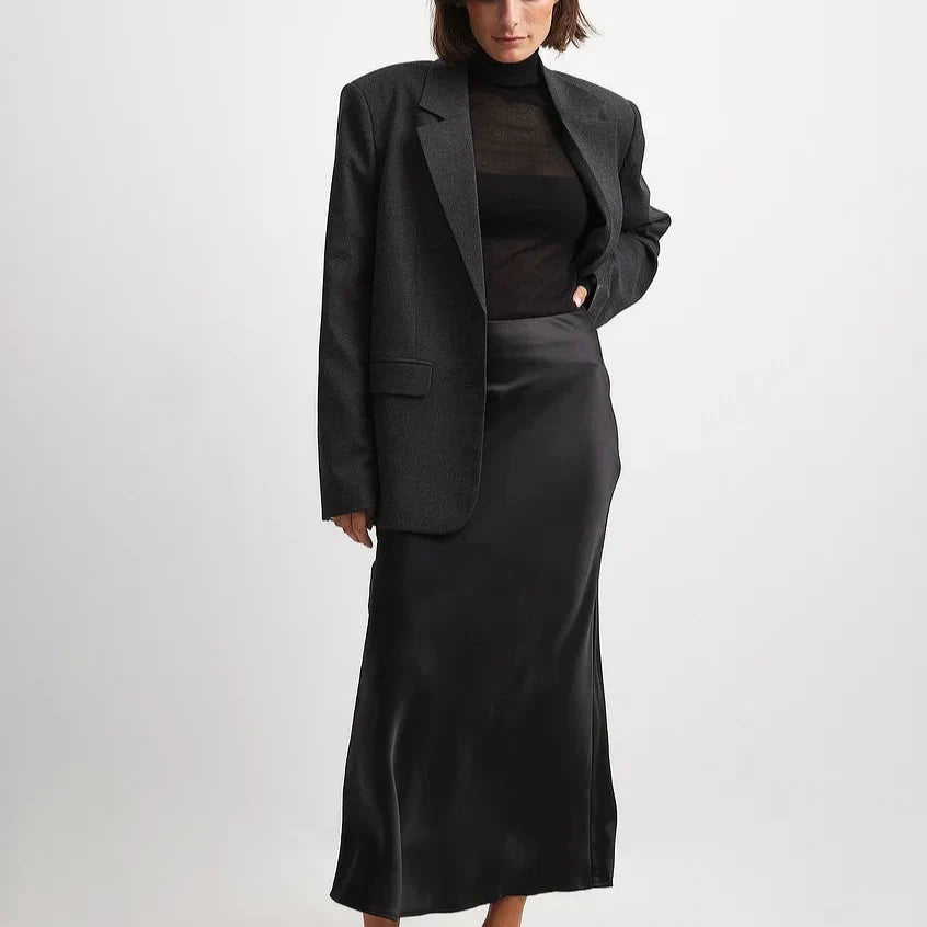 Dames Satijnen Rok Zijdeglans – Hoge Taille en Elegante Pasvorm