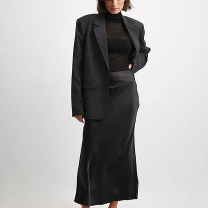 Dames Satijnen Rok Zijdeglans – Hoge Taille en Elegante Pasvorm