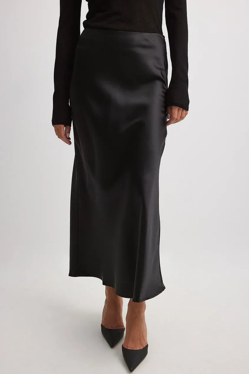 Dames Satijnen Rok Zijdeglans – Hoge Taille en Elegante Pasvorm