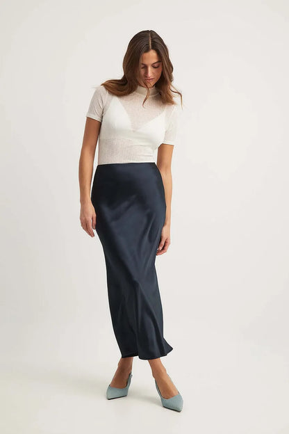 Dames Satijnen Rok Zijdeglans – Hoge Taille en Elegante Pasvorm