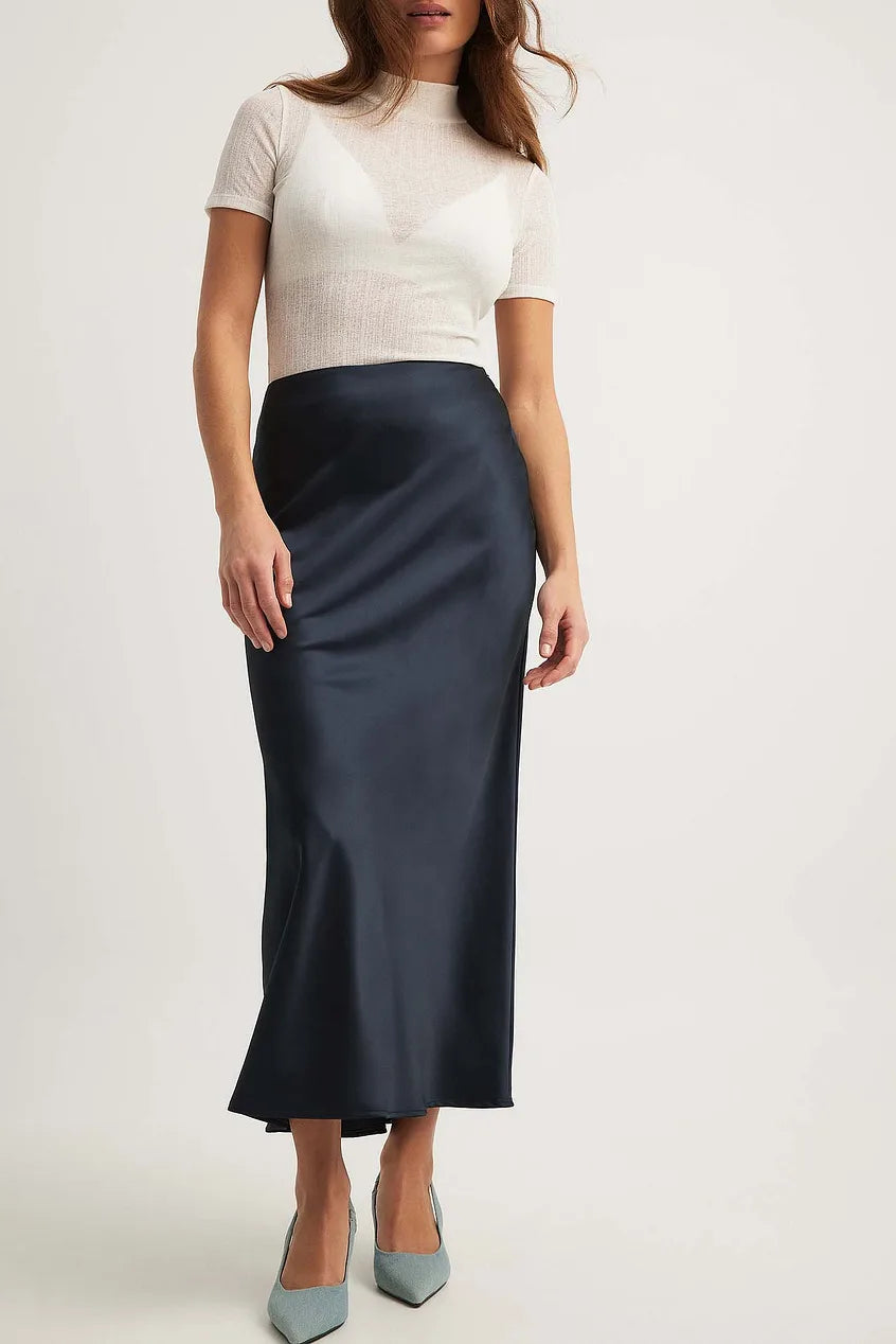 Dames Satijnen Rok Zijdeglans – Hoge Taille en Elegante Pasvorm