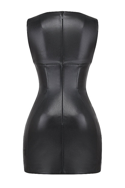 Livia Noir – Zwarte Mini Jurk in Leerlook voor Dames
