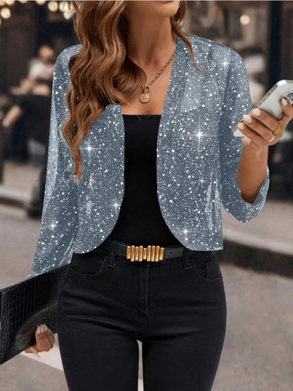 Dames Pailletten Vest – Kort Open Vestje met Sprankelende Look