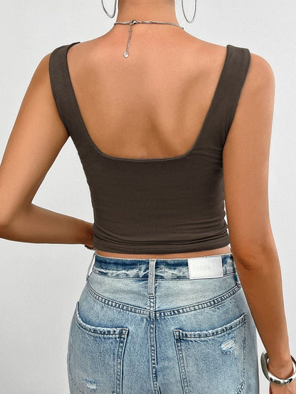 Mila Dames Crop Top met Ribstof en Sweetheart Halslijn