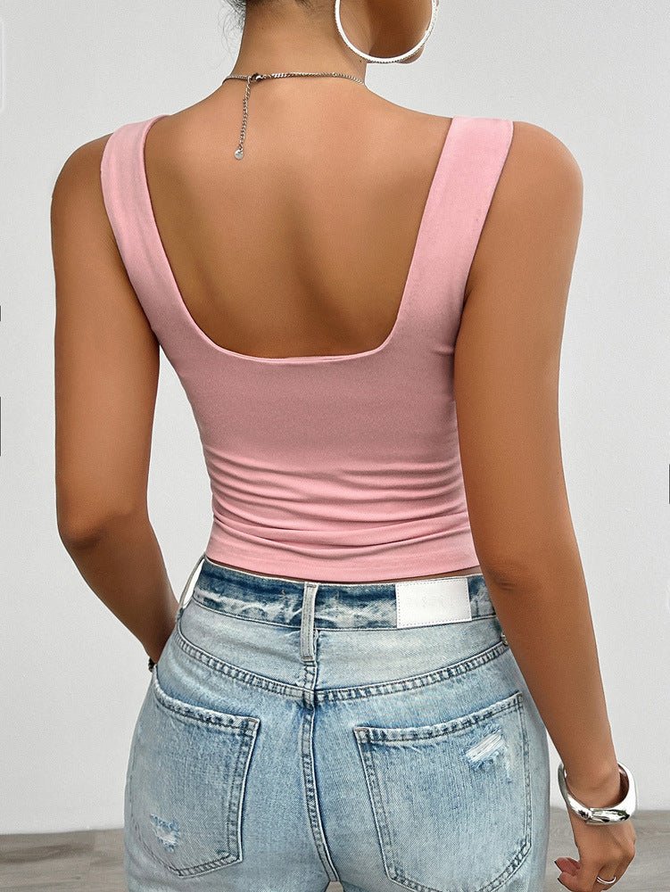 Mila Dames Crop Top met Ribstof en Sweetheart Halslijn