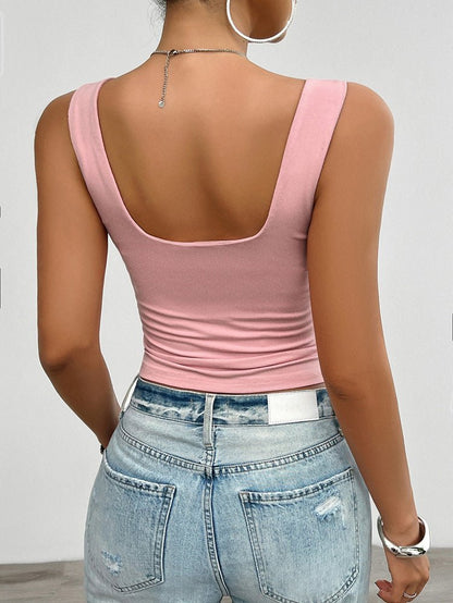 Mila Dames Crop Top met Ribstof en Sweetheart Halslijn