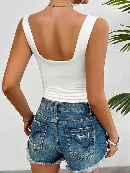 Mila Dames Crop Top met Ribstof en Sweetheart Halslijn