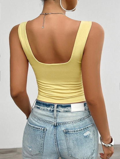 Mila Dames Crop Top met Ribstof en Sweetheart Halslijn
