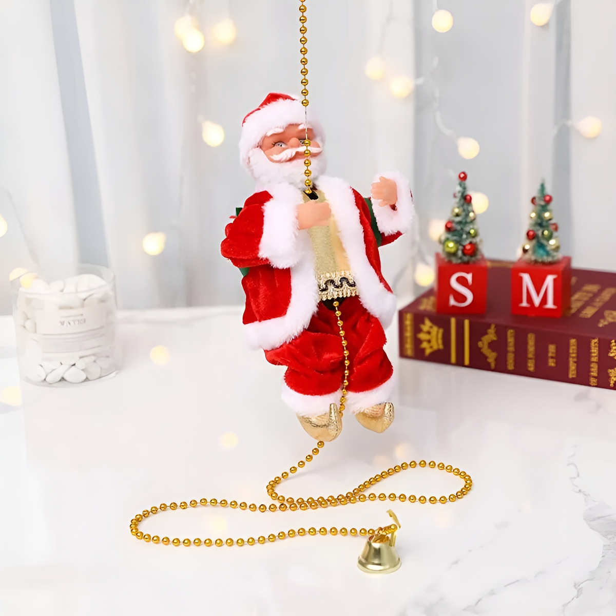 Klimmende Kerstman 26 cm – Bewegende Kerstdecoratie met Verlichting