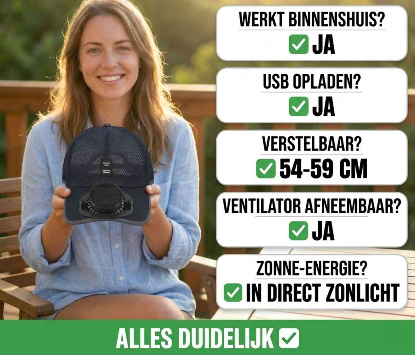 KoelWind Pet met Ventilator op Zonne-energie en USB Oplaadbaar