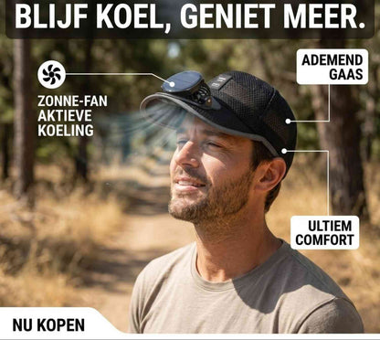 KoelWind Pet met Ventilator op Zonne-energie en USB Oplaadbaar
