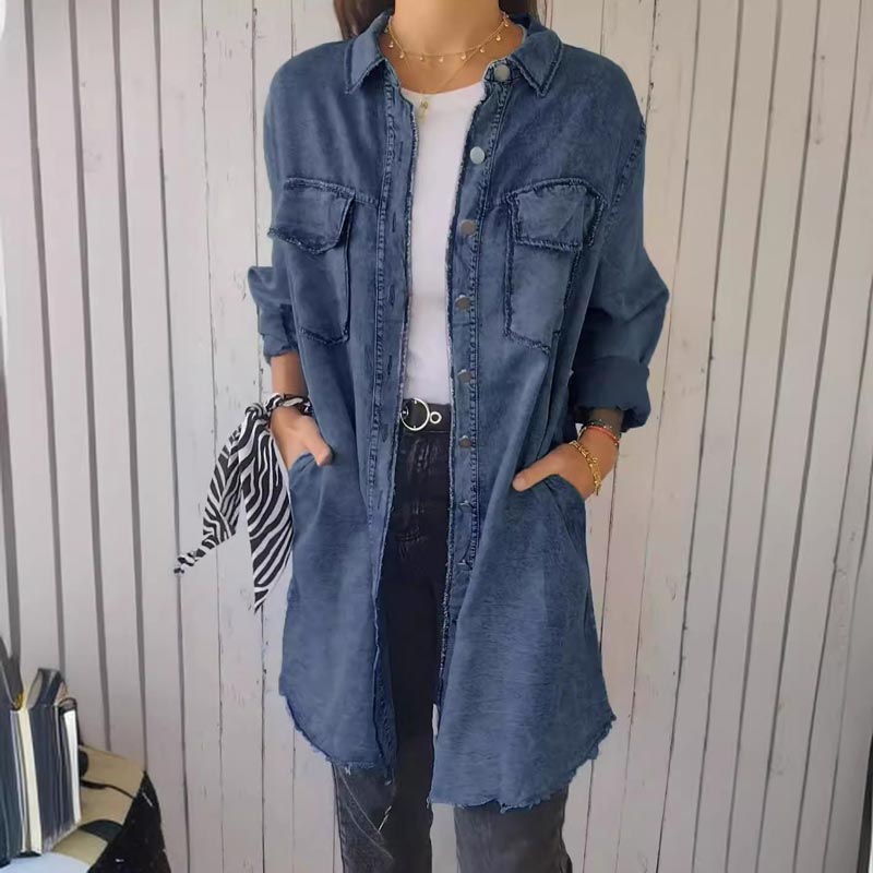 Norvella oversized denim hemdjack dames casual veelzijdig