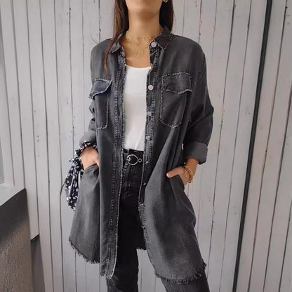 Norvella oversized denim hemdjack dames casual veelzijdig