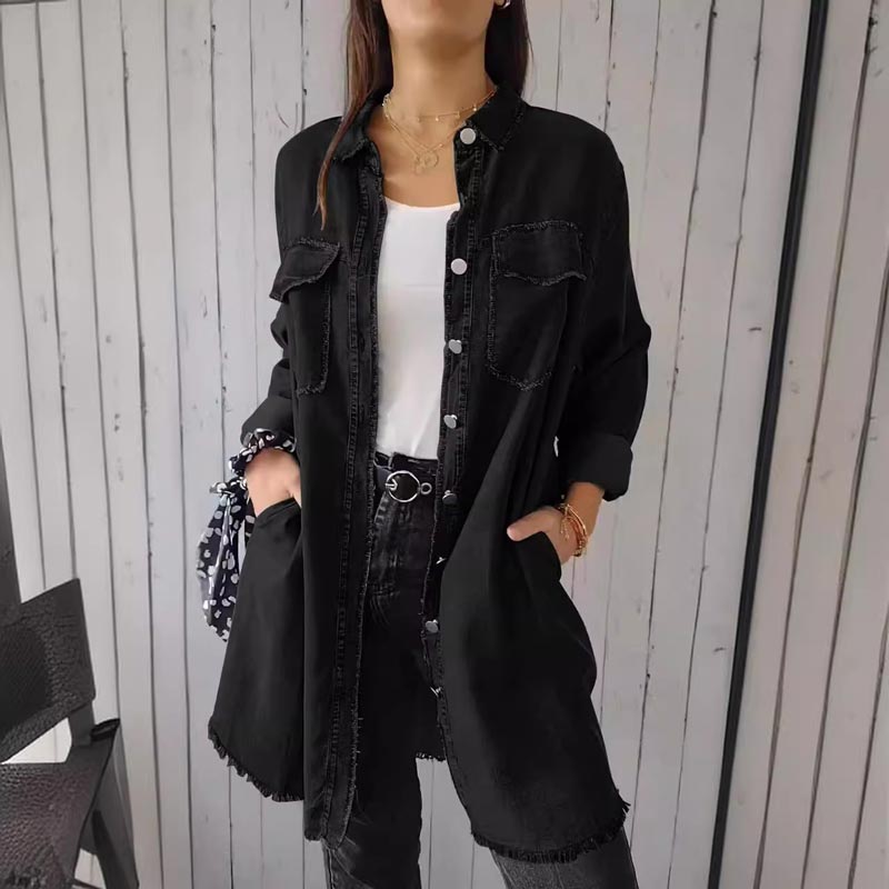 Norvella oversized denim hemdjack dames casual veelzijdig