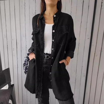 Norvella oversized denim hemdjack dames casual veelzijdig