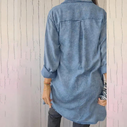 Norvella oversized denim hemdjack dames casual veelzijdig
