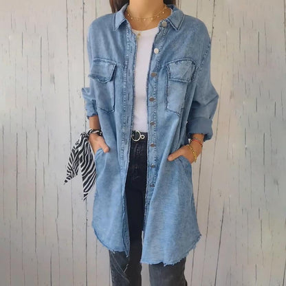 Norvella oversized denim hemdjack dames casual veelzijdig