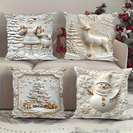 Jasmijn Kerstkussenhoezen Set van 4 – Feestelijke Kerstdecoratie