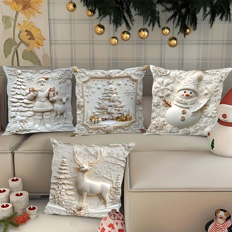 Jasmijn Kerstkussenhoezen Set van 4 – Feestelijke Kerstdecoratie