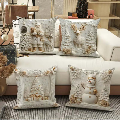 Jasmijn Kerstkussenhoezen Set van 4 – Feestelijke Kerstdecoratie